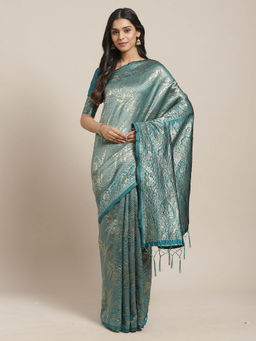 Sareemall - Green Floral Saree with Unstitched Blouse