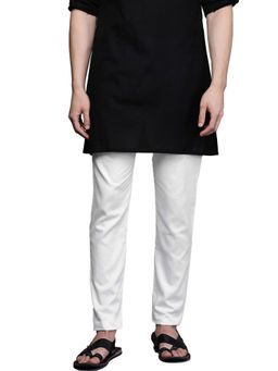 Manyavar - White Cotton Pencil Fit Pyjama