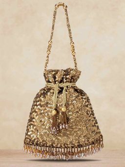 Peora - Potli Bags for Women Evening Ethnic Bride Purse with Drawstring (P15Br)