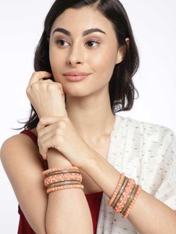 Peora - Velvet Silk Thread Bangle Chuda Chura Set(Size - 2.6)-PF51B38PI