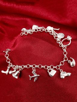 Peora - Jolly Charms 925 Sterling Silver Plated Charm Bracelet for Girls and Women-PX8B09