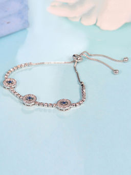 Peora - Blue Stone Beauteous Silver Colour Adjustable Bracelet for Women and Girls-PX8B16
