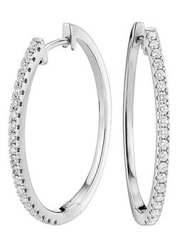 Peora - Silver Plated Cubic Zirconia Circular Hoop Earrings Stylish -PX8E36S