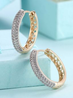 Peora - Gold Plated Diamond Cut CZ Hoop Earrings-PX8E46