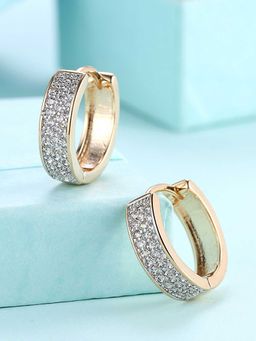 Peora - Gold Plated Diamondd Cut CZ Huggie Earrings-PX8E49