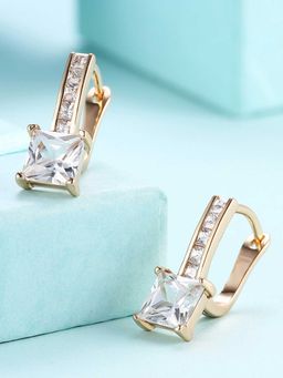 Peora - Fashion Gold-plated Alloy and Crystal Hoop Earrings for Women, Gold-PX8E53