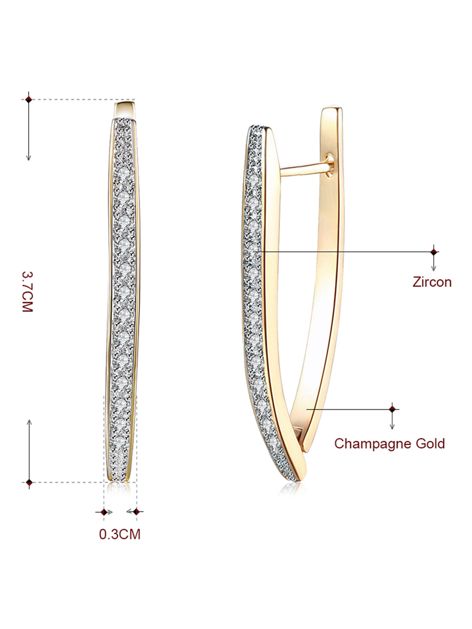 Buy Peora Gold Plated Diamond Cut CZ Clutch Back Stylish Hoop