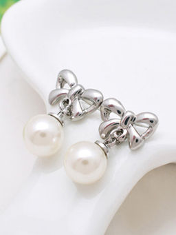 Peora - Fashion Alloy and Pearl Stud Earrings for Women, White-PX9E51
