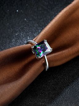 Peora - A5 Grade Crystal 'The Stone Topped'Platinum Plated Ring for Women and Girls -PX9R05