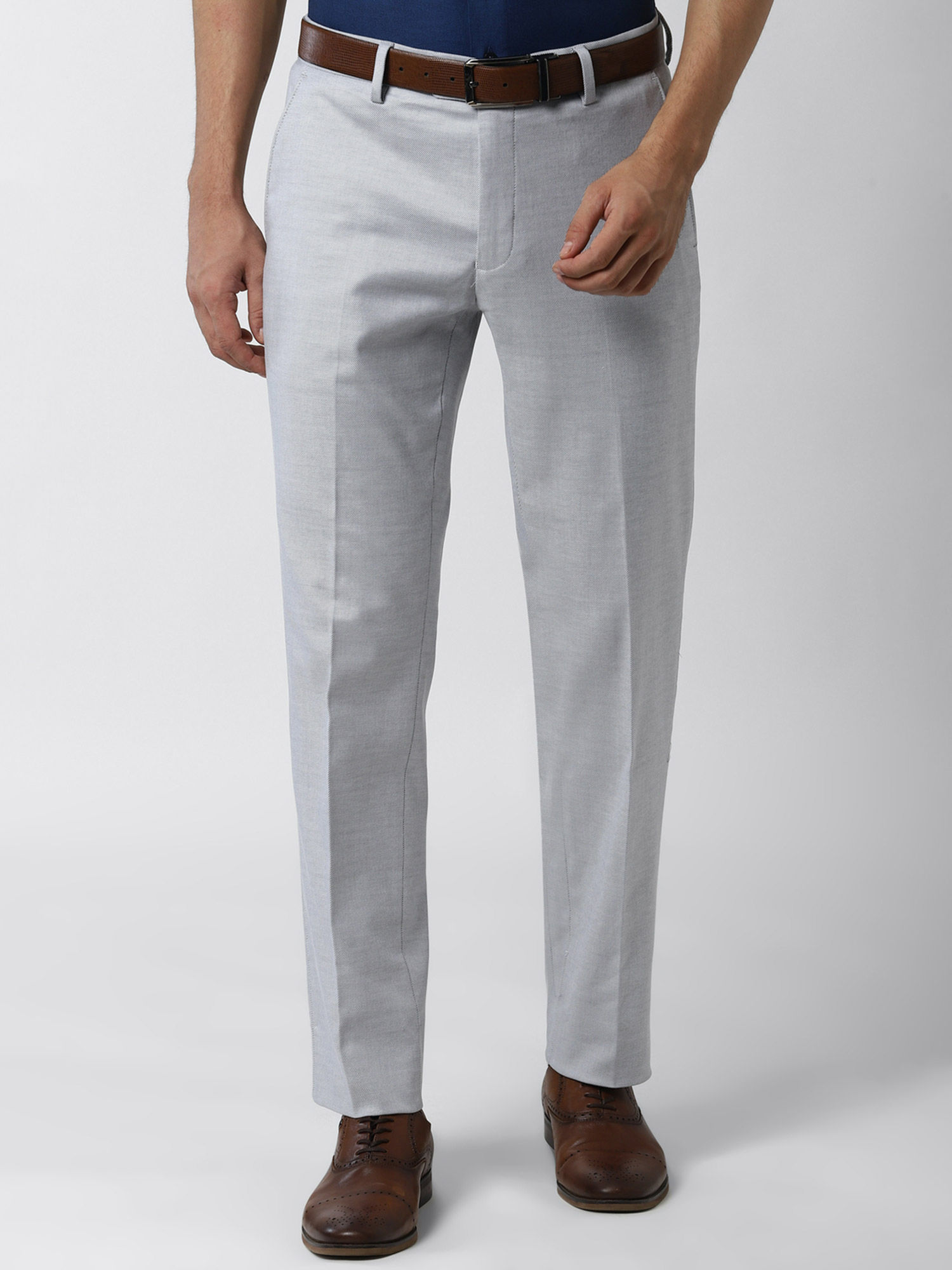 Buy Peter England Grey Formal Trousers 
