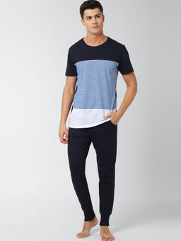 Peter England - Navy T-shirt Joggers Combo