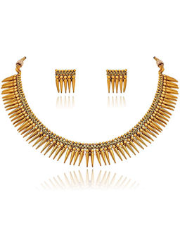 Peora - Gold Plated Indian Traditional Necklace & Earrings (Set of 2)-PF04N327