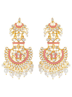 Peora - Pink Kundan Earrings-PF09E005PK