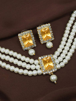 Peora - Gold Plated Indian Traditional Kundan Faux Pearl Choker Necklace PF24N02LCT