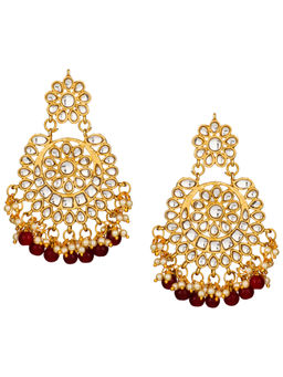 Peora - TraditionalGold Plated Maroon Pearl Chandbali-PF25E100M