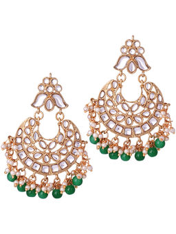 Peora - Traditional Gold Plated Green Pearl Chandbali-PF25E105G