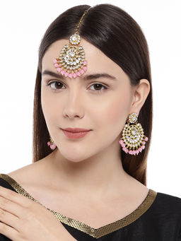 Peora - Traditional 18K Gold Plated Earring Maang Tikka Jewellery Set-PF25ET001PK