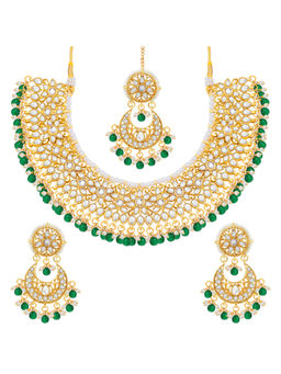 Peora - GoldIndian Traditional Kundan Necklace & Earrings and Maang Tikka (Set of 3)-PF25N002G
