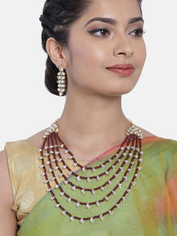 Peora - Jadau Kundan Layered Long Necklace Jewellery Set PF25N1174M