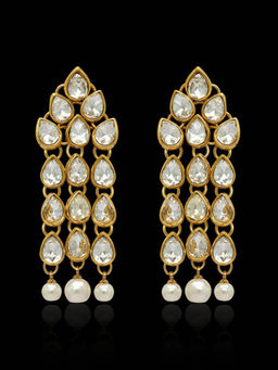 Peora - Gold Plated Studded Drop Dangler Earring for Women Traditional Ethnic Jewellery-PF26E125W