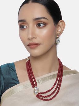 Peora - Pearl Mala Necklace & Earrings Traditional Stylish Ethnic Jewellery Set-PF26N1145MW
