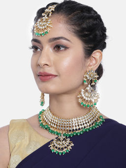 Peora - Gold Plated Traditional Kundan Choker Necklace Jewellery Set PF26N1375G