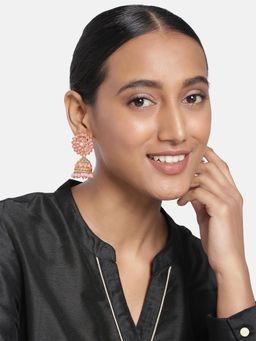 Peora - Gold Plated Ethnic Studded Jhumki Traditional Wedding Earrings Jewellery-PF27E04PK