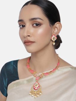 Peora - Traditional Choker Necklace Earring Jewellery Set for Women-PF27N694RP