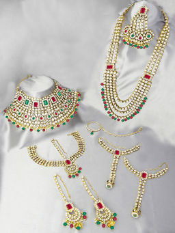 Peora - Ethnic Indian Traditional Gold Plated Kundan Dulhan Bridal Jewellery Set PF36BR02RG