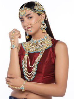 Peora - Ethnic Indian Traditional Gold Plated Kundan Dulhan Bridal Jewellery Set PF36BR02SB