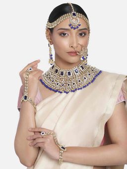 Peora - Gold Plated Jodha Akbar Choker Necklace Bridal Ethnic Indian Jewellery -Set of 3