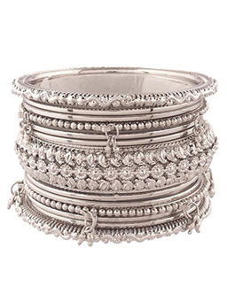 Peora - Antique Look Oxidised Silver Plated Bangle -PF37BADB153S-S1