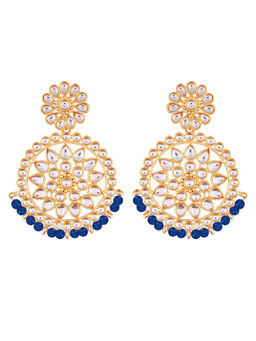 Peora - TraditionalGold Plated Blue Bead Chandbali-PF37E2462B