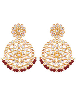 Peora - TraditionalGold Plated Maroon Bead Chandbali-PF37E2462M