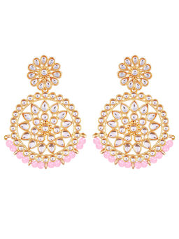 Peora - TraditionalGold Plated Pink Bead Chandbali-PF37E2462PK