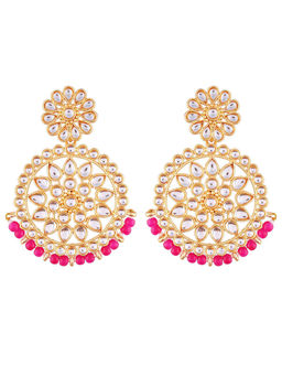 Peora - TraditionalGold Plated Pink Bead Chandbali-PF37E2462Q