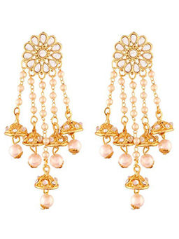 Peora - TraditionalGold Plated Floral Earrings-PF37E2746W