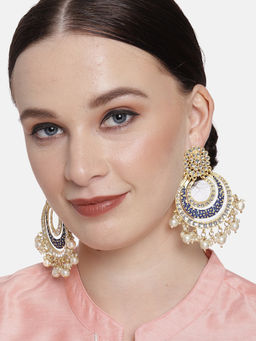 Peora - Blue Meenakari Gold Plated Chandbali Traditional Earrings Jewellery - PF37E2860B