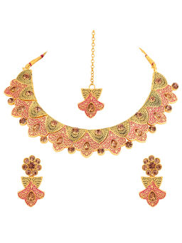 Peora - Traditional Necklace & Earrings & Maang Tikka-PF37N1599R