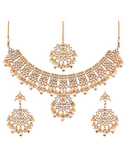 Peora - TraditionalGold Plated Choker Necklace & Earring & Maang Tikka-PF37NK7057W