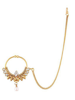 Peora - Gold Plated Nose Ring & Chain-PF37NL14