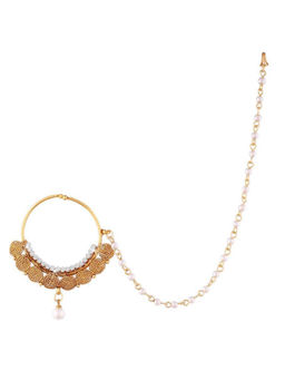 Peora - Gold Plated Nose Ring & Chain-PF37NL15