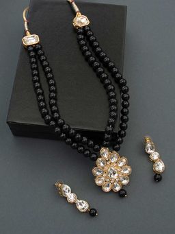 Peora - Kundan Faux Pearl Long Necklace Earring Traditional Jewellery (Set of 2)-PF37NML140B