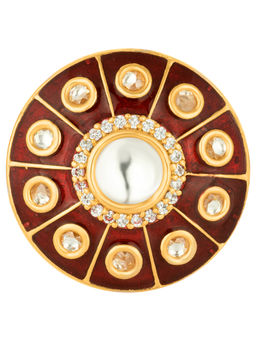 Peora - TraditionalGold Plated Red Kundan Ring-PF37R4R