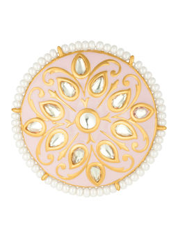 Peora - TraditionalGold Plated Pink Kundan Ring-PF37R6PK