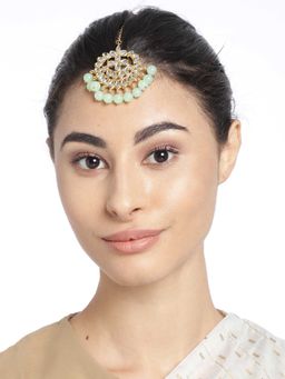 Peora - Gold Plated Kundan Pearl Maang Tikka Wedding Indian Traditional Jewellery-PF37T7058MNT