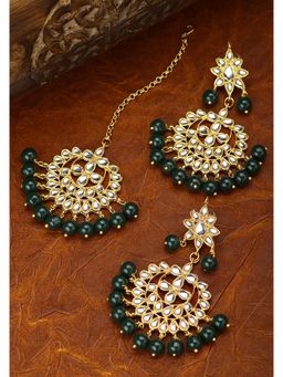 Peora - Gold Plated Kundan Faux Pearl Chandbali Earring Maang Tikka Traditional -PF37TE7058G