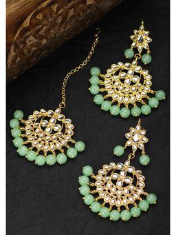 Peora - Gold Plated Kundan Faux Pearl Chandbali Earring Maang Tikka Traditional -PF37TE7058MI
