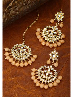 Peora - Gold Plated Kundan Faux Pearl Chandbali Earring Maang Tikka Traditional -PF37TE7058PE