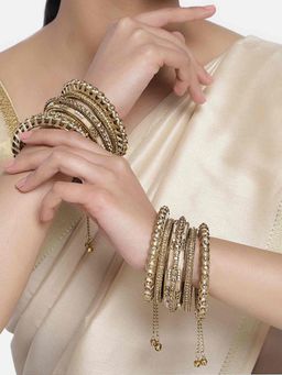 Peora - Traditional Silk Thread Velvet Bangle Chuda Chura Set Jewellery - Lct-Pack of 2